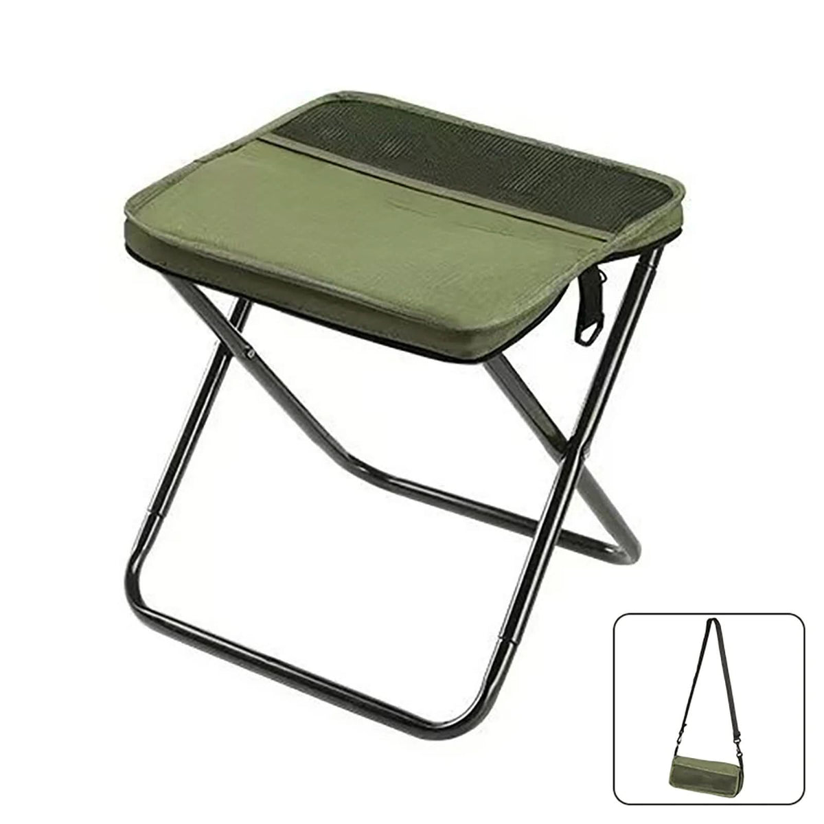 Portable Folding Camping Stool with Steel Frame | Small & Large, 3 Colors | Holds Up To 120 kg for Camping & Fishing