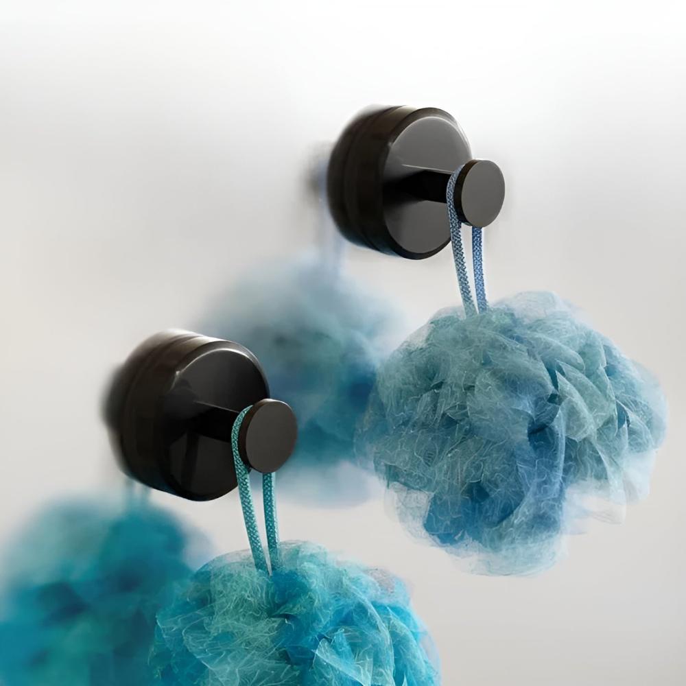 Shower Hooks with Grip Lock Design | Compact, Space-Saving Size | Organizes Loofahs and Bathroom Accessories