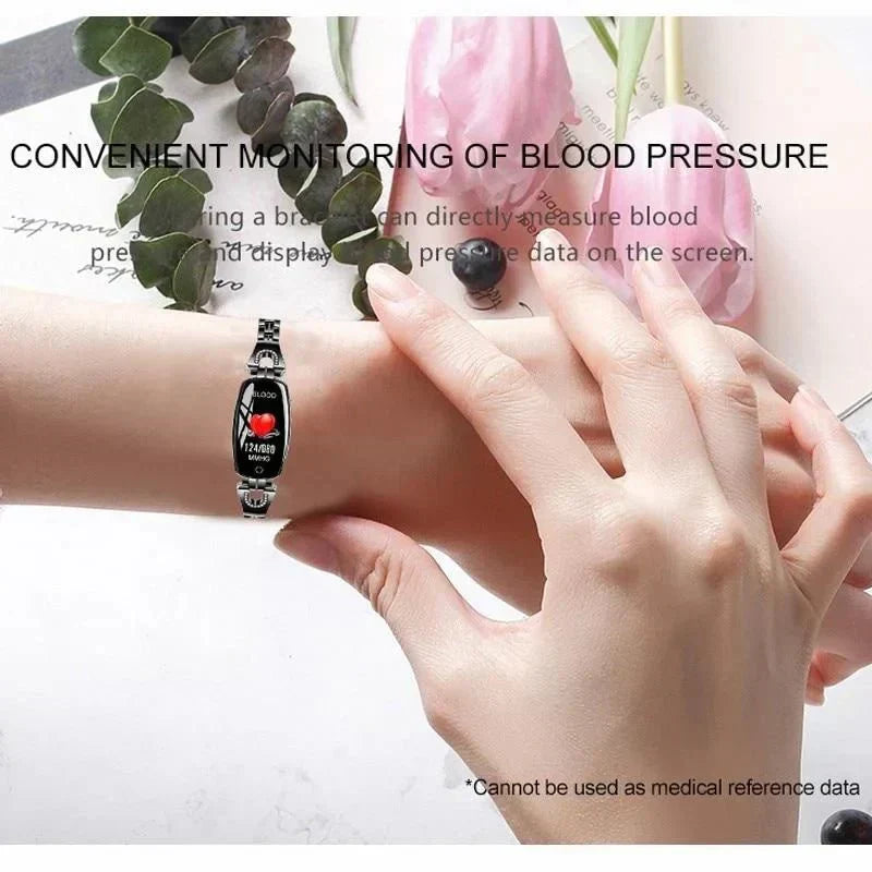 Fitness Band and Smart Watch with a Steel Link Bracelet | Heart Rate, Sleep and Step Data | IP67 Water Resistant, Gold or Silver