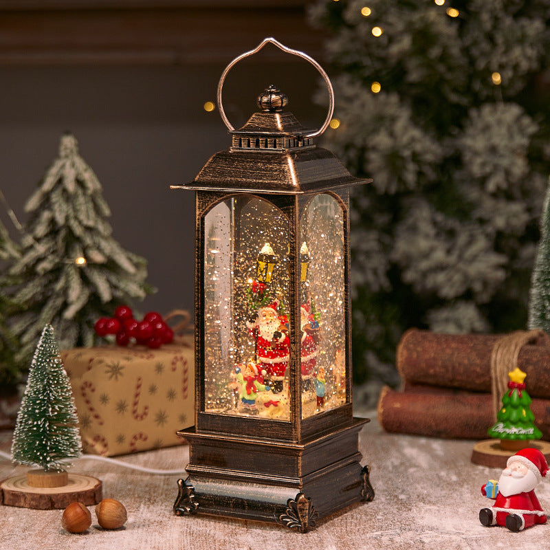 Christmas Lanterns with Snow Effect and Warm Light Glow