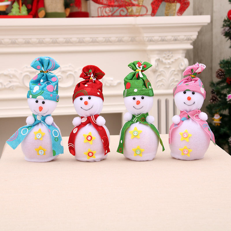 Plush Snowman Figurines Christmas Decorations for Shelves