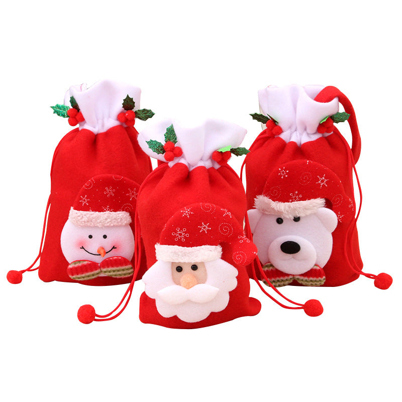Felt Santa Claus Decoration Gift Bag with Drawstring Closure