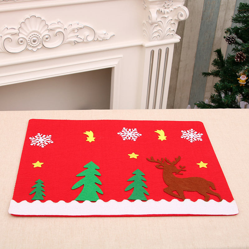 Christmas Felt Placemat Set with Reindeer and Santa Belt