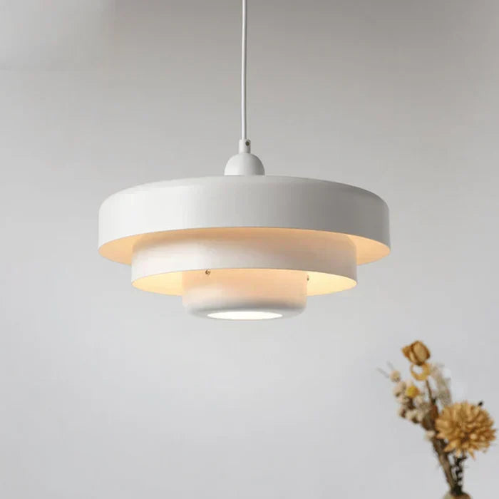 Multi-Layer Metal Pendant Light Ceiling Fixture | Nordic Vintage Shade That Spreads a Glare-Free Glow | White