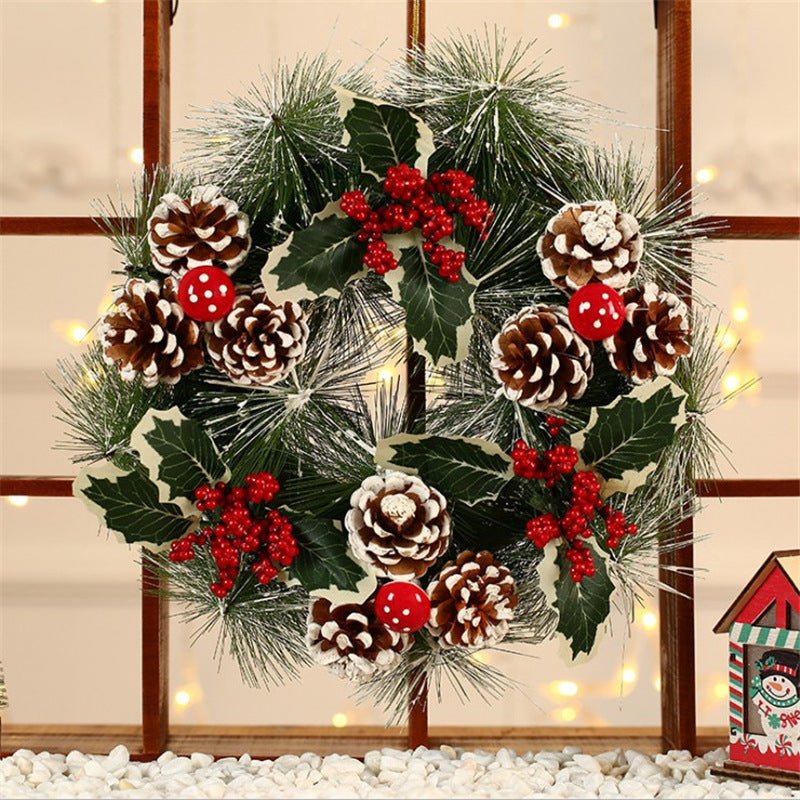 Artificial Christmas Wreath with Pine Cones and Red Berries