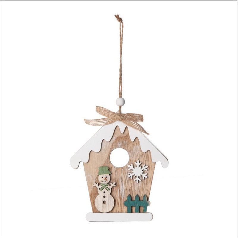 Wooden Christmas Tree Ornaments with Hanging Twine Cord