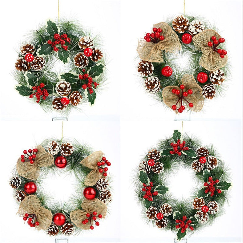 Artificial Christmas Wreath with Pine Cones and Red Berries