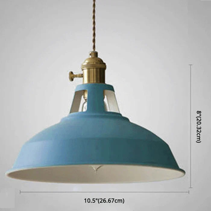 Industrial Retro Metal Pendant Light Ceiling Fixture with E27 Socket | Adjustable Textile Cord | 7 Colors