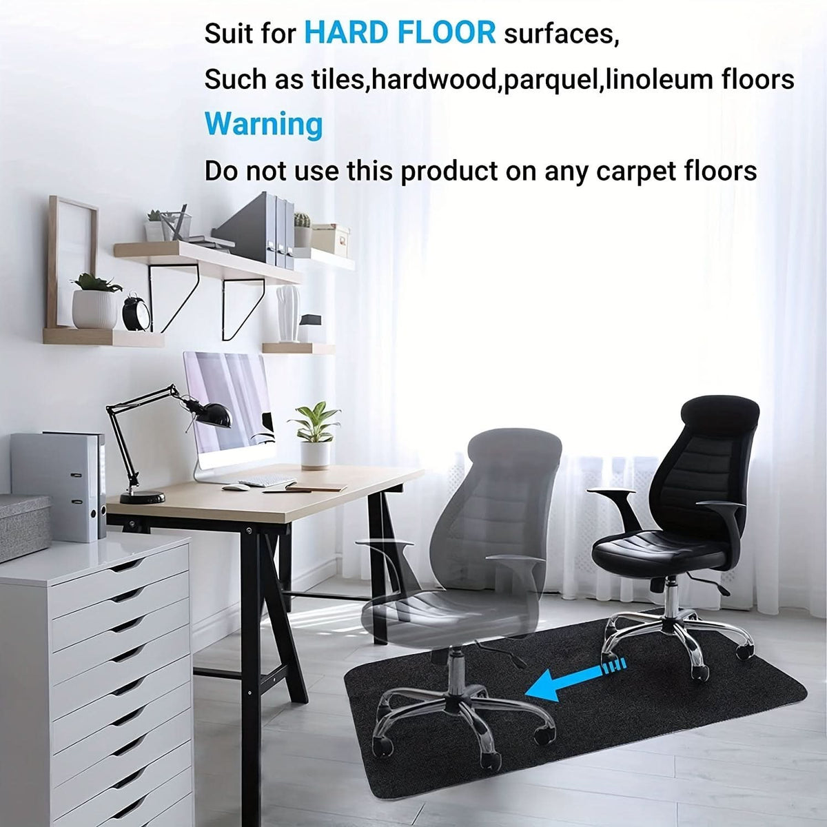Premium PVC Chair Mat for Hardwood & Office Floors 35 x 47/55 In | 5 Colors | Smooth Rolling Protection for Desks & Gaming