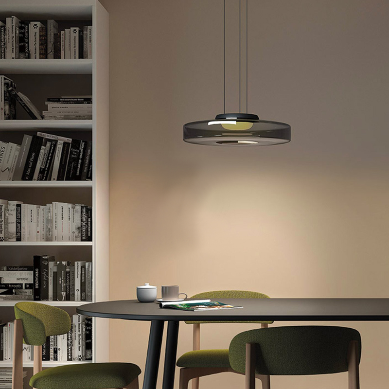 Bauhaus Glass Pendant Light | Smooth Geometric Shade | Ceiling-Suspended Lighting for Kitchens and Living Areas