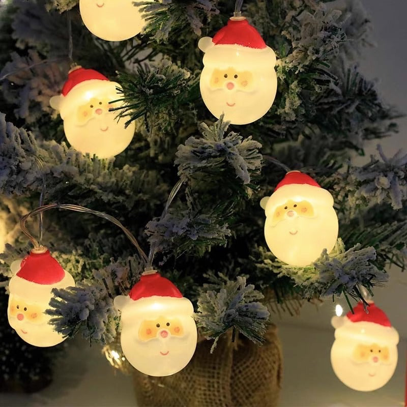 LED Christmas String Lights with Festive Motifs and Remote