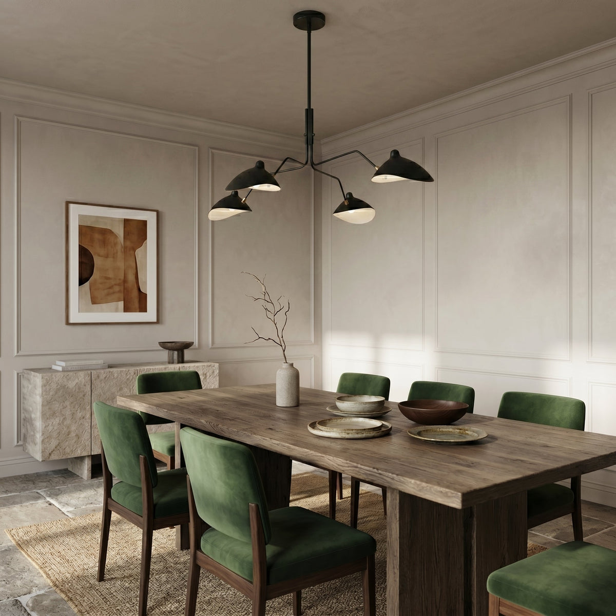 Multi-Arm Ceiling Light with Directional Reflectors | 3-Arm or 6-Arm Configurations | Spans Up to 86.6 Inches