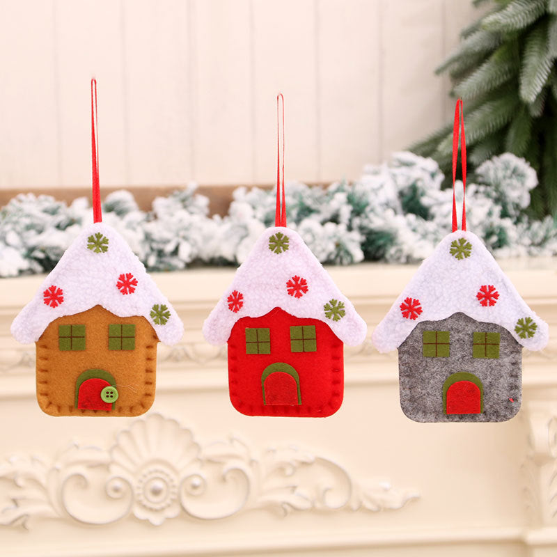 Felt House Christmas Tree Ornaments with Snowy Roof Design