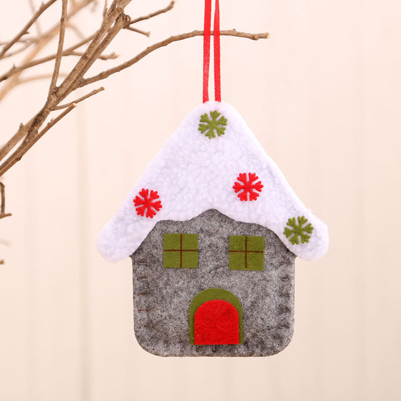 Felt House Christmas Tree Ornaments with Snowy Roof Design