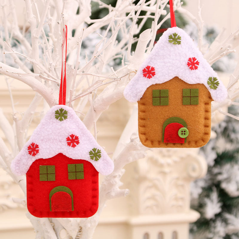 Felt House Christmas Tree Ornaments with Snowy Roof Design