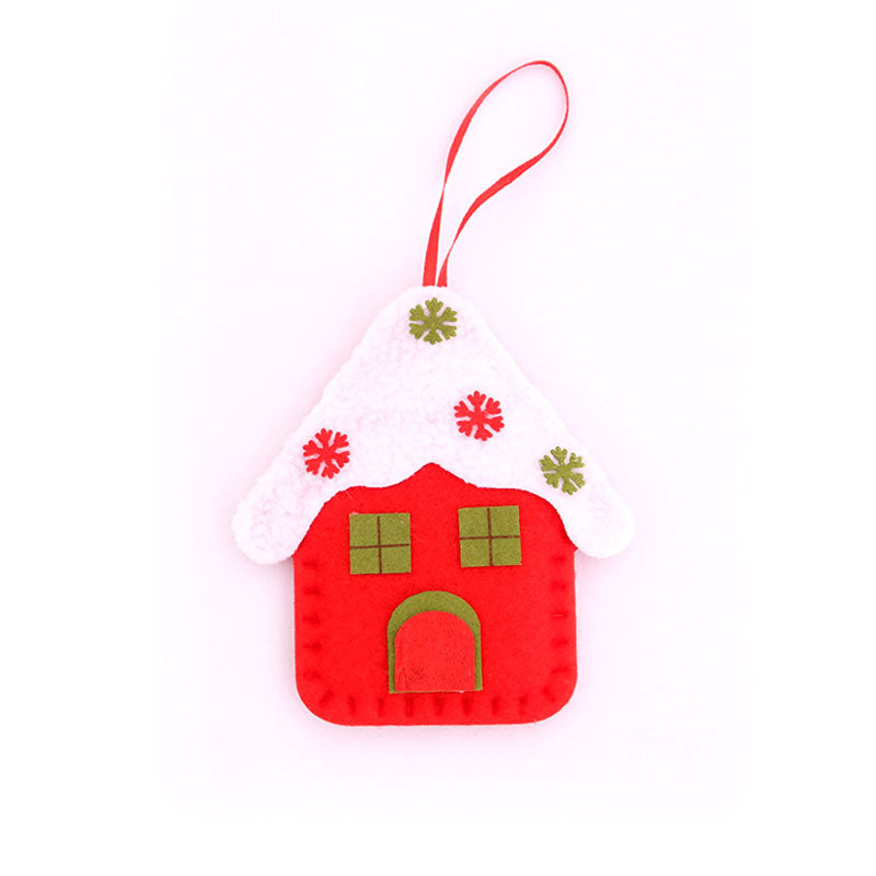 Felt House Christmas Tree Ornaments with Snowy Roof Design