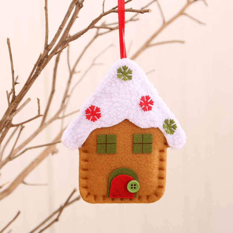 Felt House Christmas Tree Ornaments with Snowy Roof Design
