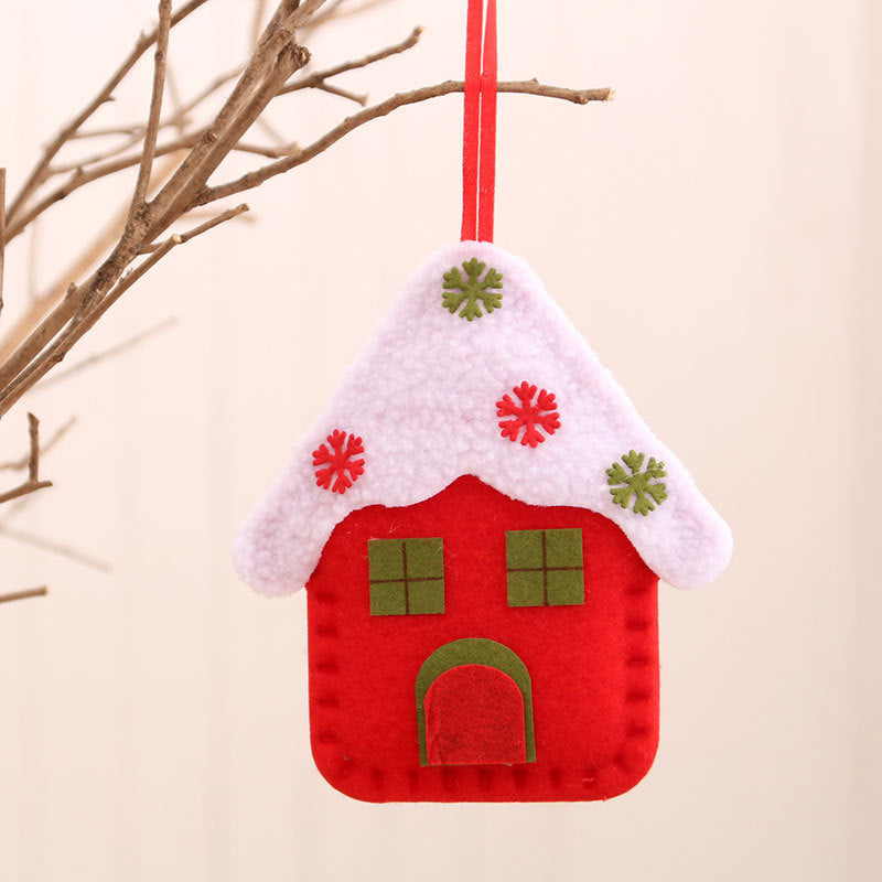 Felt House Christmas Tree Ornaments with Snowy Roof Design