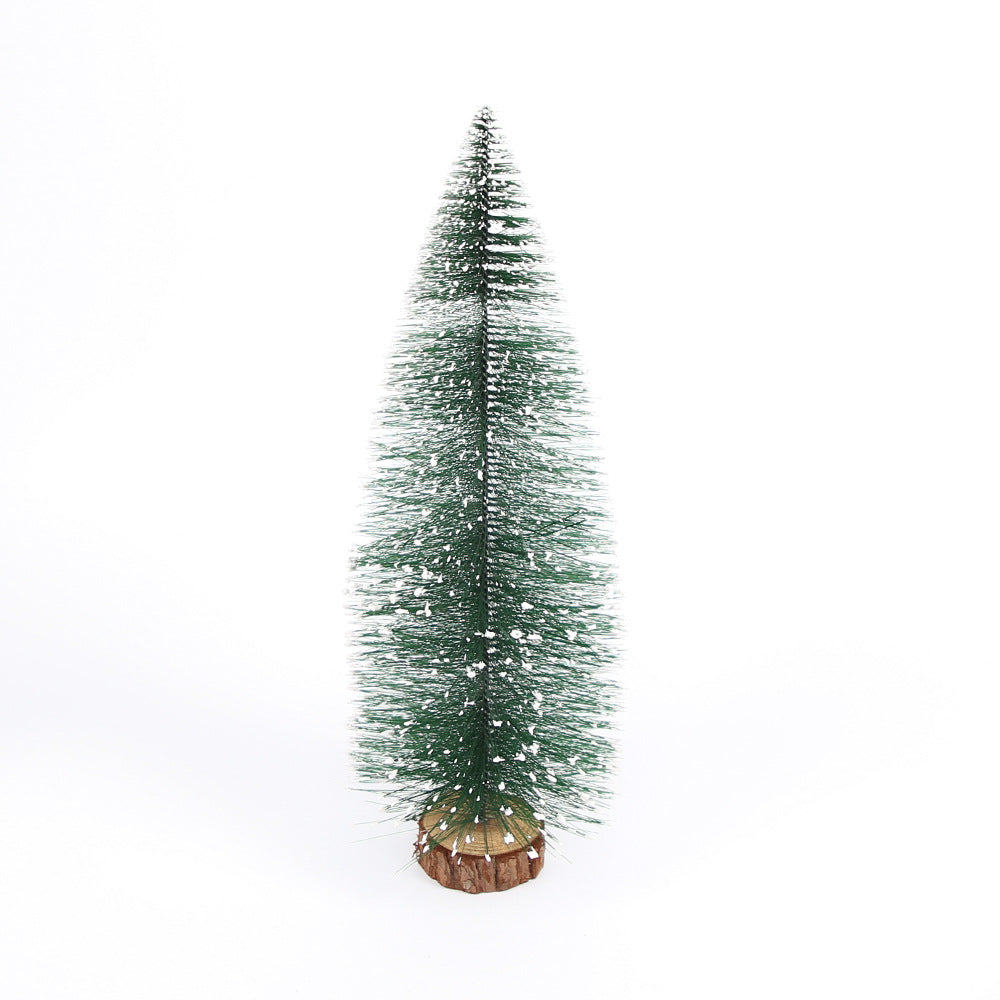 Mini Snowy Christmas Tree Decorations with Wooden Bases