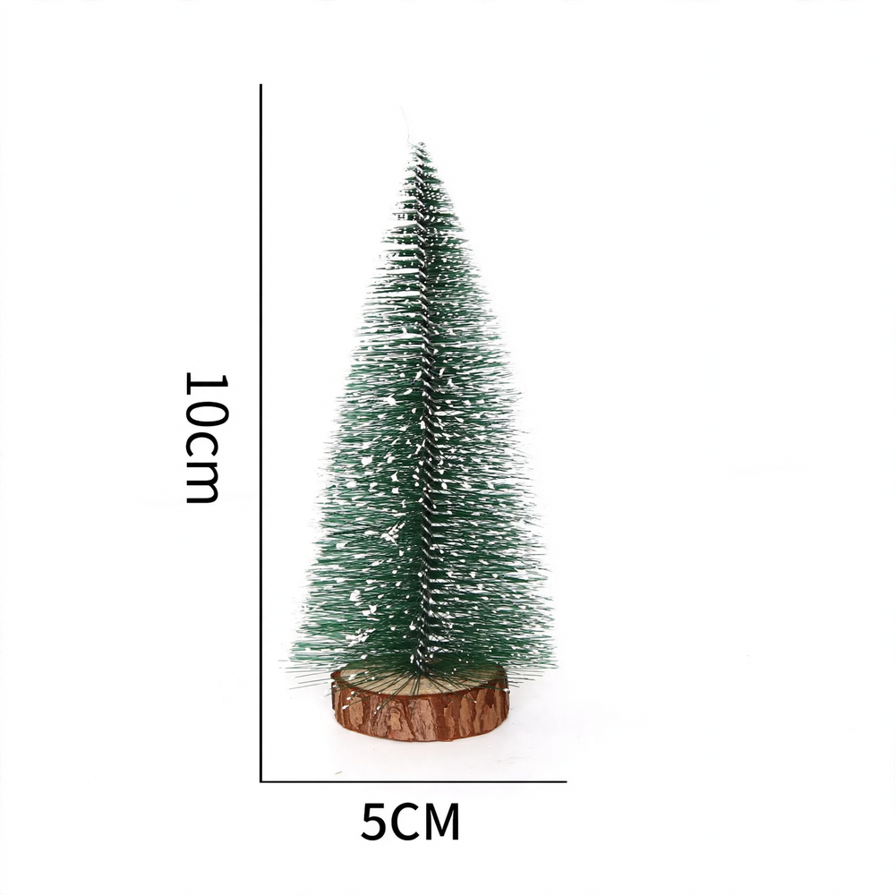 Mini Snowy Christmas Tree Decorations with Wooden Bases