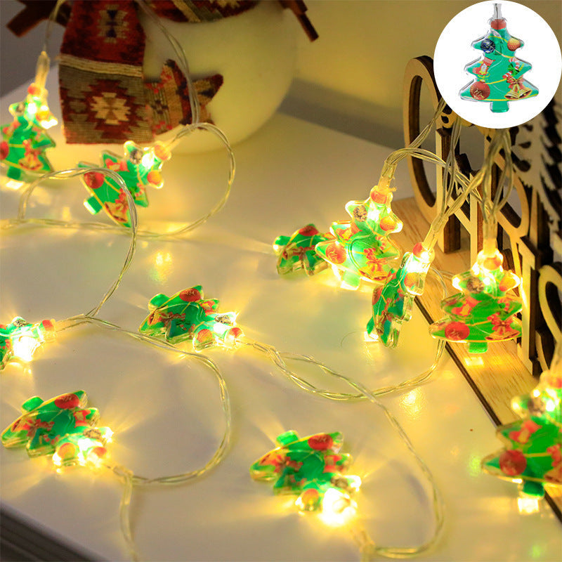 LED Christmas String Lights with Festive Motifs and Remote