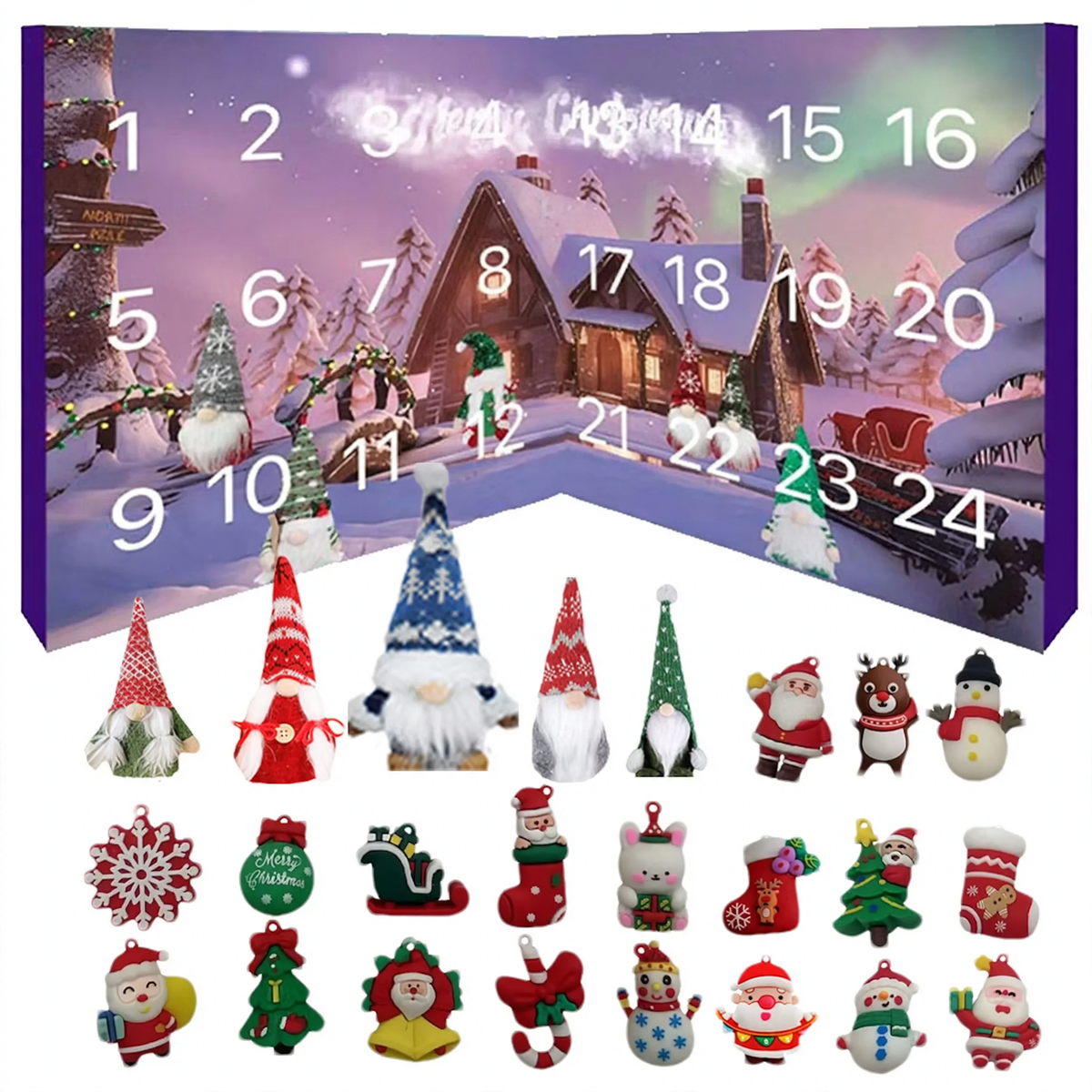 Christmas Gnome Advent Calendar with Plush Holiday Figures