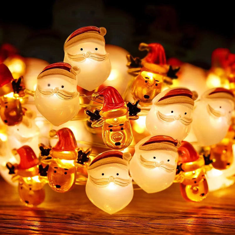 LED Christmas String Lights with Santa and Nutcracker Motifs