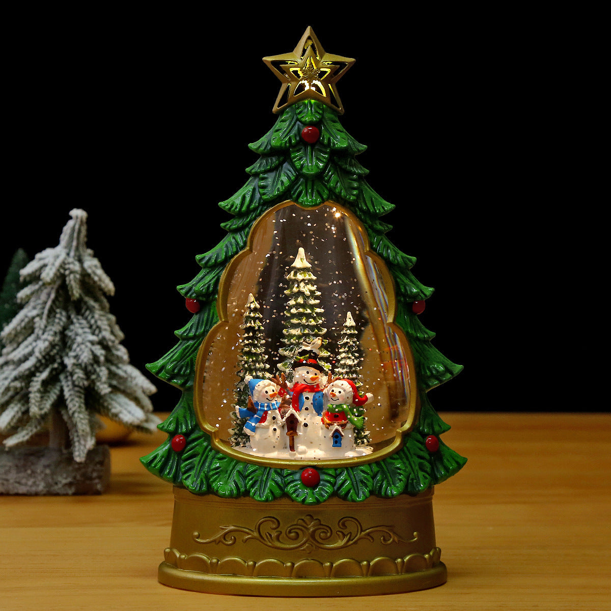 Christmas Lanterns with Snow Effect and Warm Light Glow