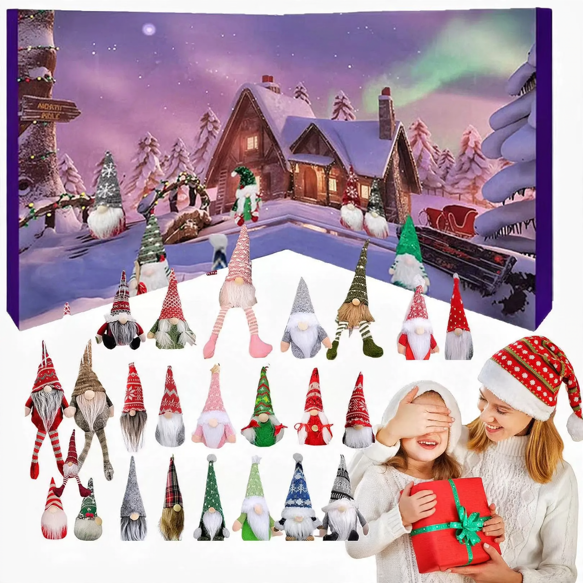 Christmas Gnome Advent Calendar with Plush Holiday Figures