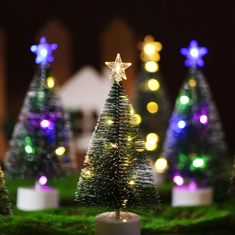 Mini LED Christmas Tree Decorations with Star Topper, 17 cm