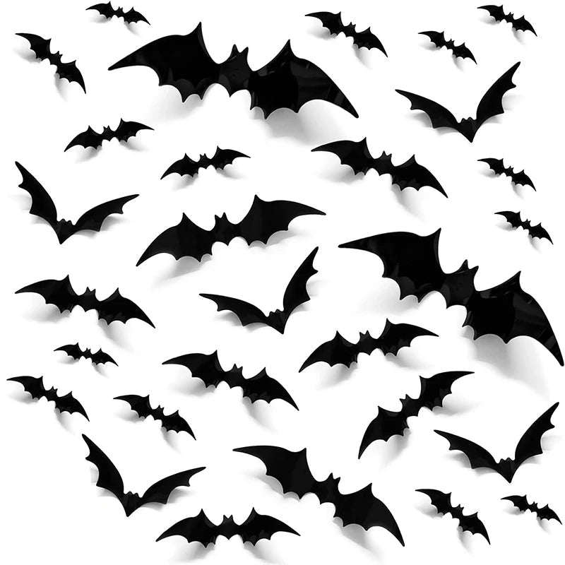 3D PVC Halloween bat stickers in assorted sizes