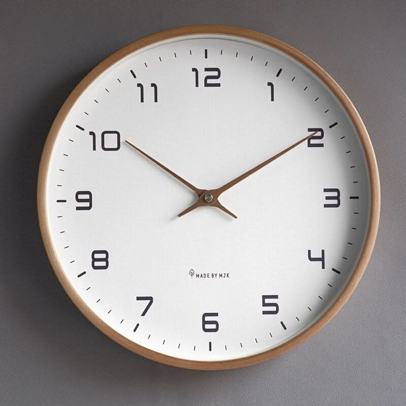 Wooden Wall Clock with Minimalist Scandinavian Design | Analog Display | Wall-Mounted for Living Rooms and Offices