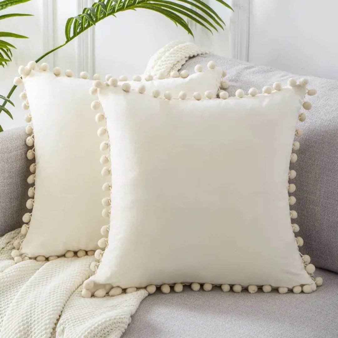 Scandinavian Cushion Cover Set, 2 Pack | Cotton-Linen Blend | A Coordinated Minimal Look for Any Room