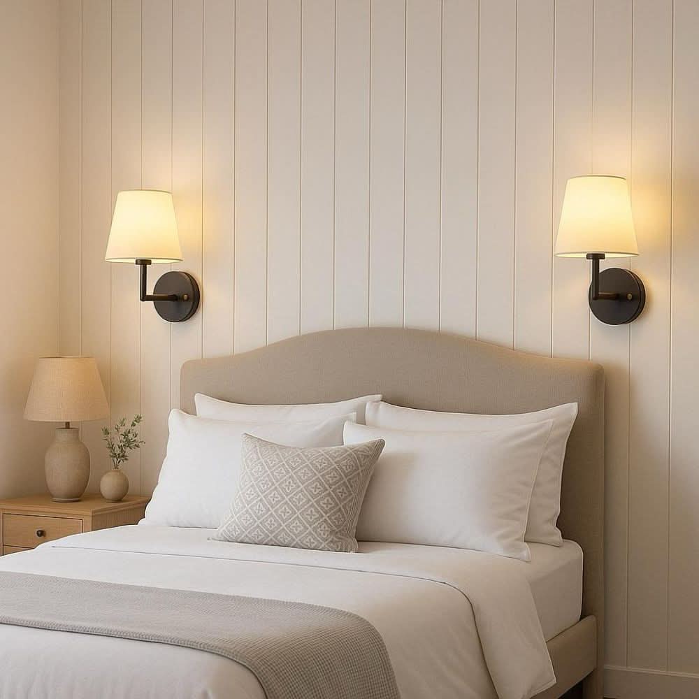Wireless Wall Sconce Lights 2-Pack | Remote Control Included | No Wiring Needed for Bedrooms and Hallways