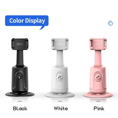 360 Rotation Phone Holder Automatic Face and Object Tracking | Gesture Control to Follow or Pause | Black, White or Pink