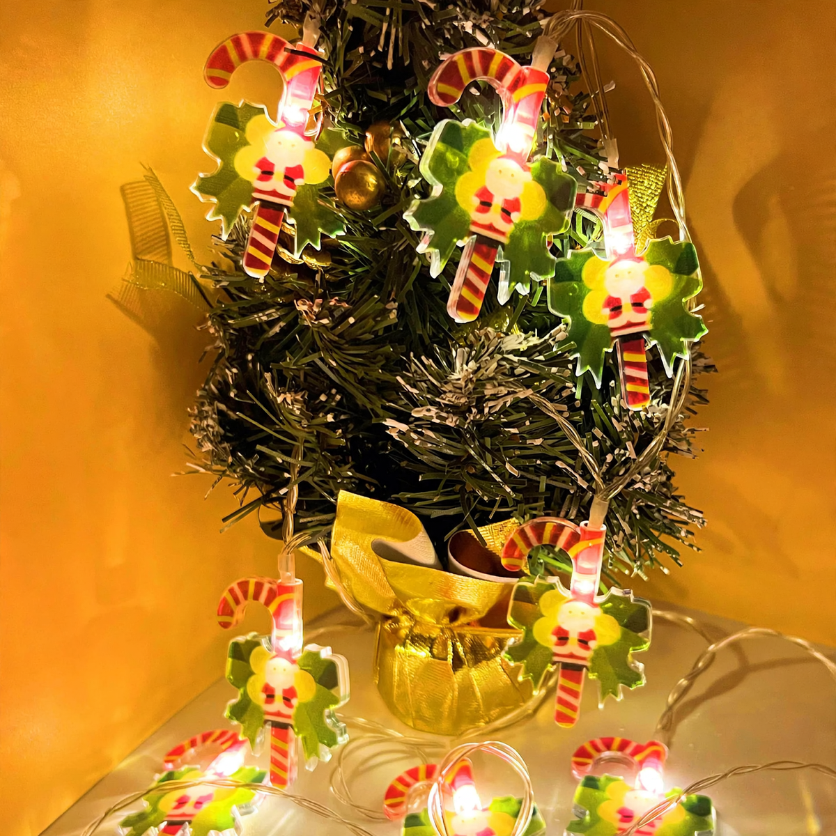 LED Christmas String Lights with Remote and Holiday Shapes