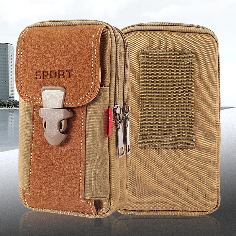 Canvas Phone Pouch for Men with a Belt Loop | Two Compartment Waist Bag for Keys Cards and Cash up to 6.1 Inch