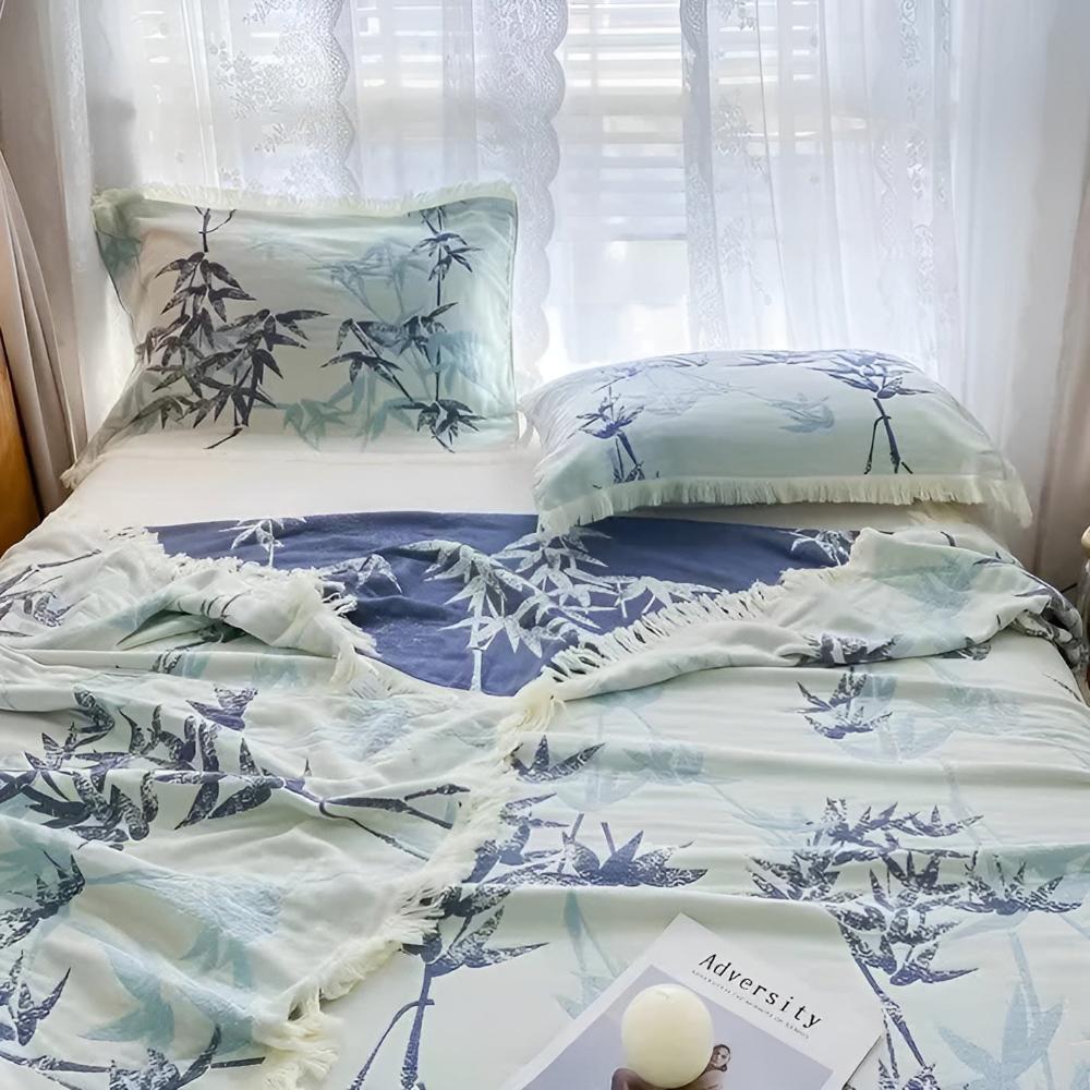 Bamboo Cotton Reversible Jacquard Quilt | Two Looks in One Blanket | Everyday Comfort for Bedding