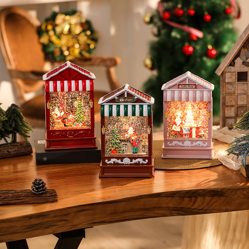 Christmas Lanterns with Snow Effect and Warm Light Glow