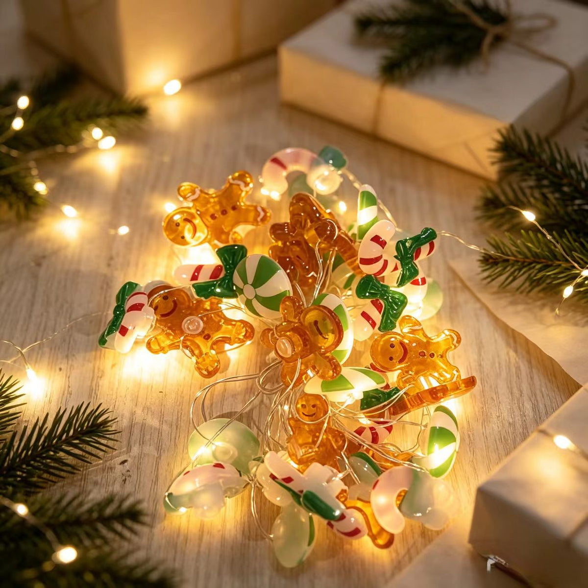 LED Christmas Tree String Lights with Copper Wire and Motifs