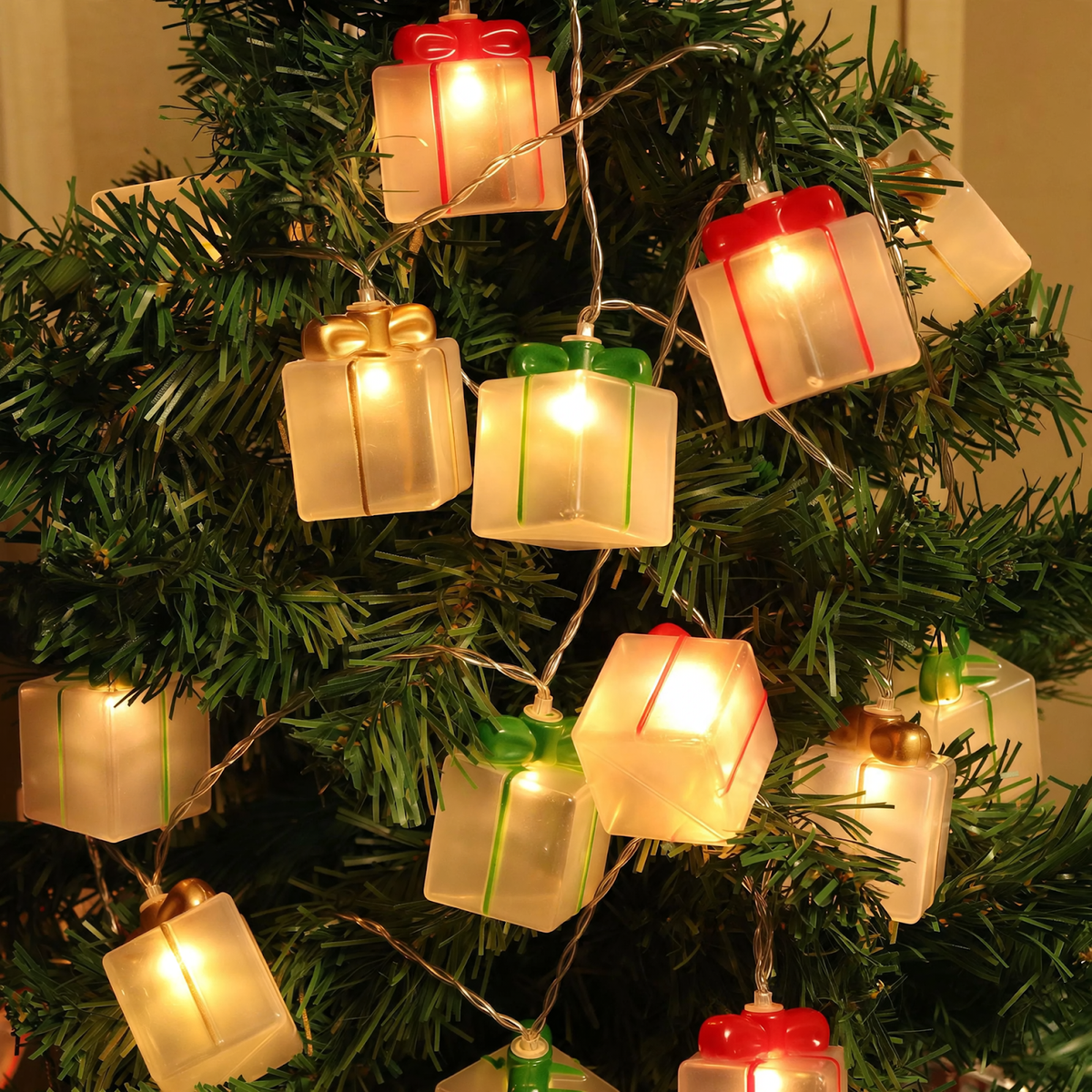 LED Christmas String Lights with Remote and Holiday Shapes