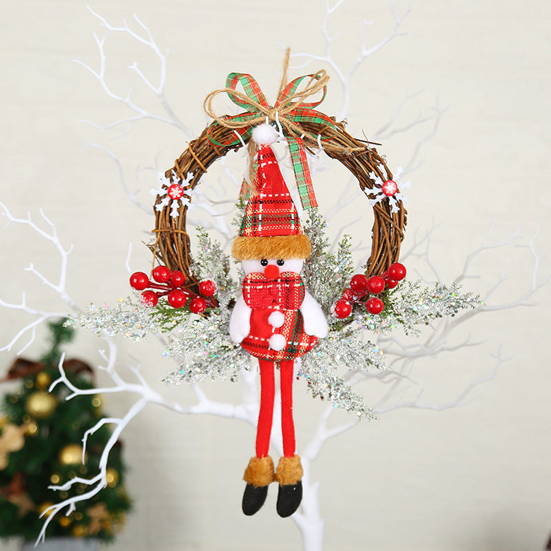 Handmade Twig Christmas Wreath with Plaid Bow and Berries