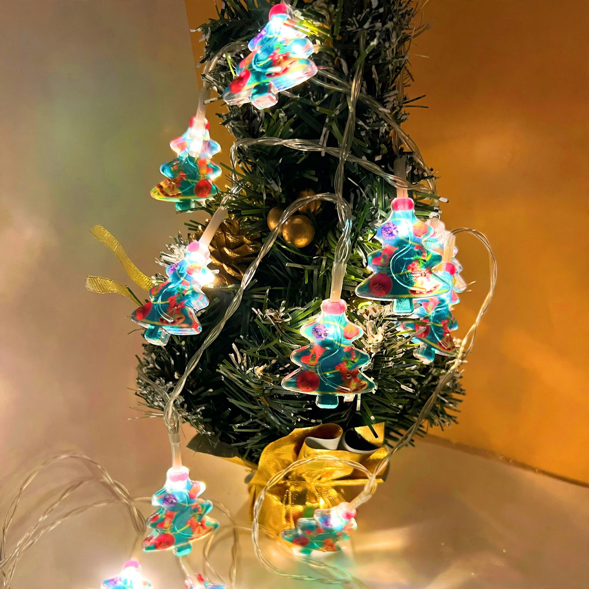LED Christmas String Lights with Remote and Holiday Shapes