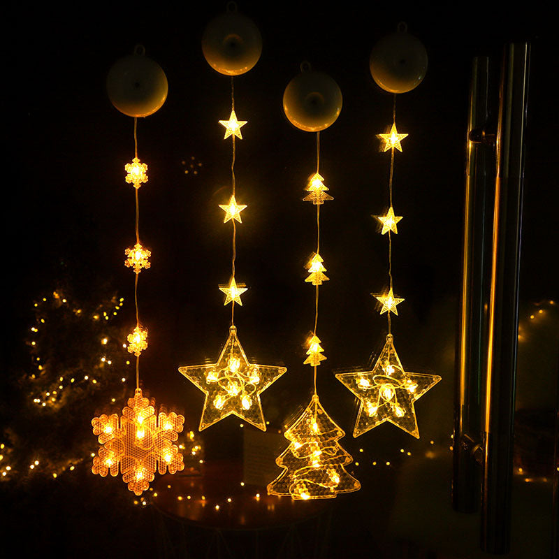 LED Christmas Window Lights with Suction Cup and Timer