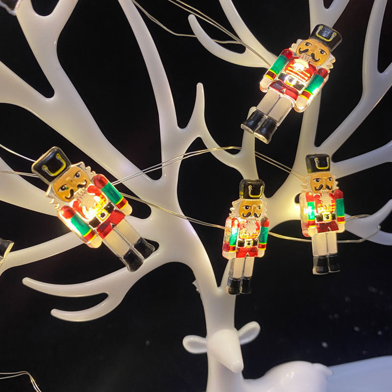 LED Christmas String Lights with Santa and Nutcracker Motifs