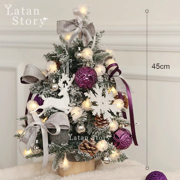 Small Artificial Christmas Tree with Lights and Ornament Set