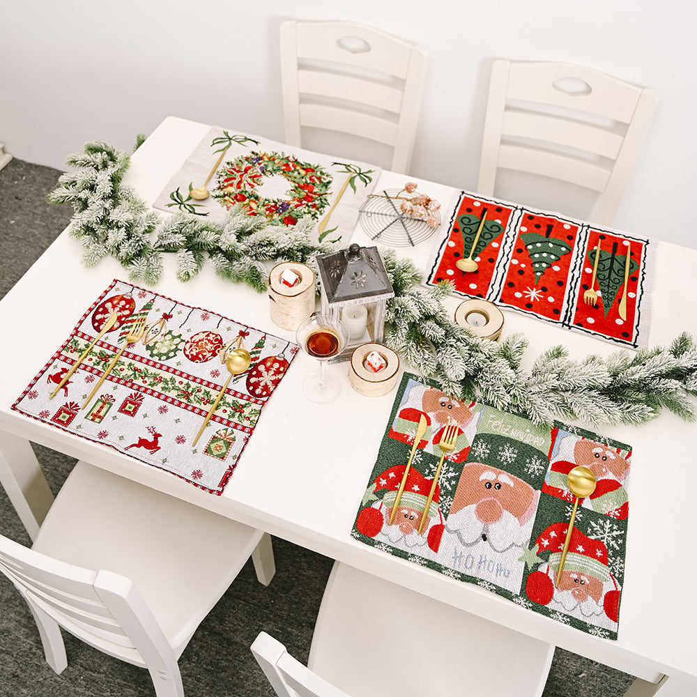 Christmas Table Runner Style Embroidered Holiday Placemats