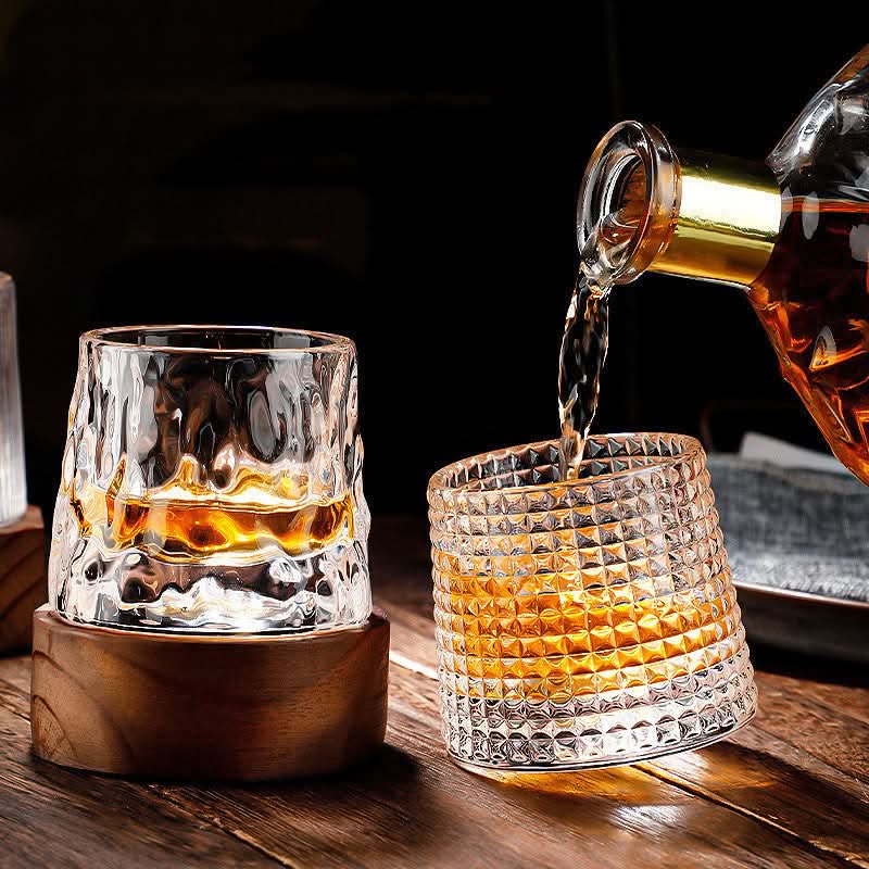 Spinning Japanese Edo Whiskey Glass Set | Heat-Resistant Edo Glass, 5.5 fl oz | Aerates and Enhances Whiskey Aroma