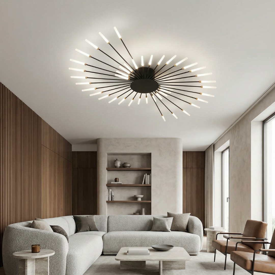 Fireworks-Style LED Ceiling Light | Multi-Arm Radiating Design | Available in Black or Gold Finishes
