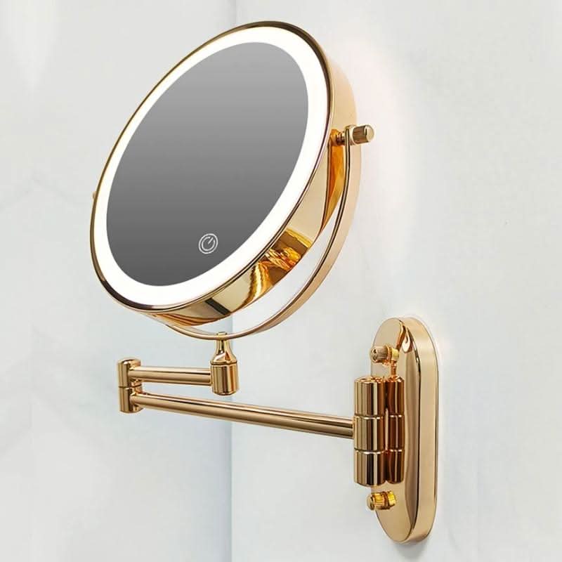 Rechargeable LED Makeup Mirror with Magnification | Wall-Mounted, Space-Saving Design | Cordless Use for Bathrooms and Bedrooms